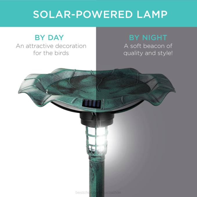 césped y jardín | Best Choice Products Baño para pájaros con luz solar y macetero. verde08BN454