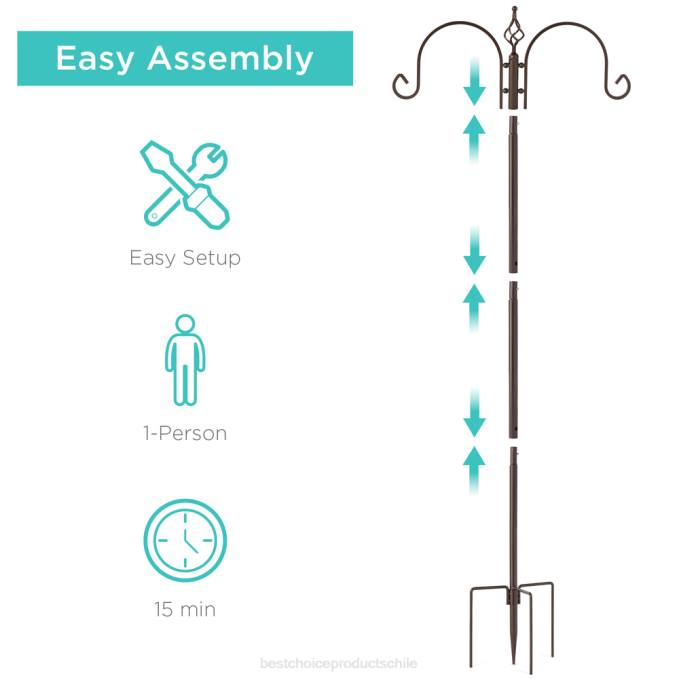 césped y jardín | Best Choice Products Estación de alimentación para pájaros con 4 ganchos, soporte de comedero de acero con 2 comederos para pájaros bronce08BN438