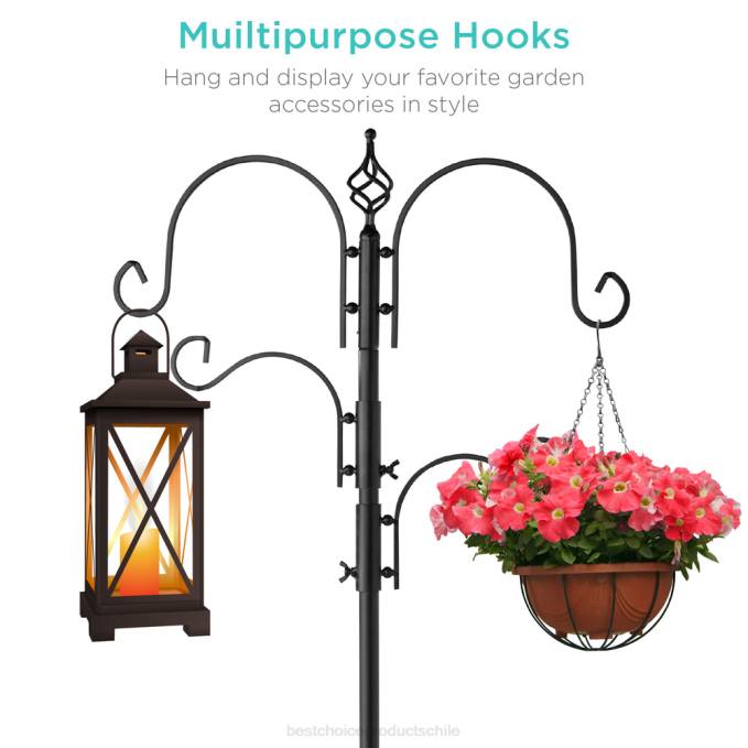 césped y jardín | Best Choice Products Estación de alimentación para pájaros con 4 ganchos, soporte de comedero de acero con 2 comederos para pájaros negro08BN437