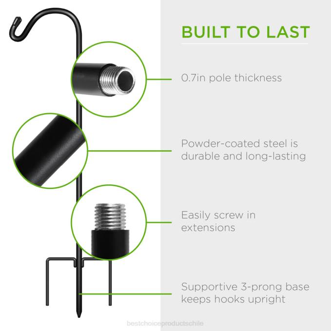 césped y jardín | Best Choice Products Juego de 2 ganchos de pastor para jardín al aire libre con base de 3 puntas negro08BN474