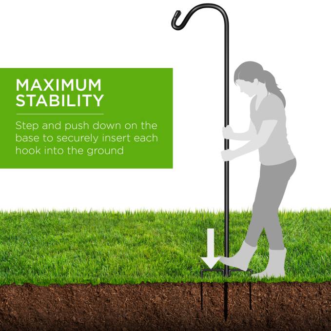 césped y jardín | Best Choice Products Juego de 2 ganchos de pastor para jardín al aire libre con base de 3 puntas negro08BN474