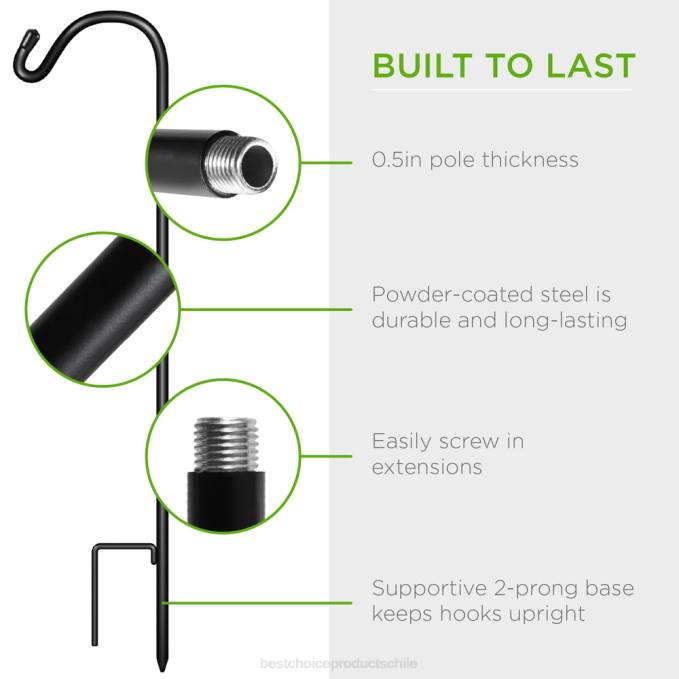 césped y jardín | Best Choice Products Juego de 4 ganchos de pastor para jardín al aire libre con base de 2 puntas negro08BN988