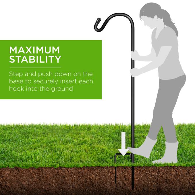 césped y jardín | Best Choice Products Juego de 4 ganchos de pastor para jardín al aire libre con base de 2 puntas negro08BN988