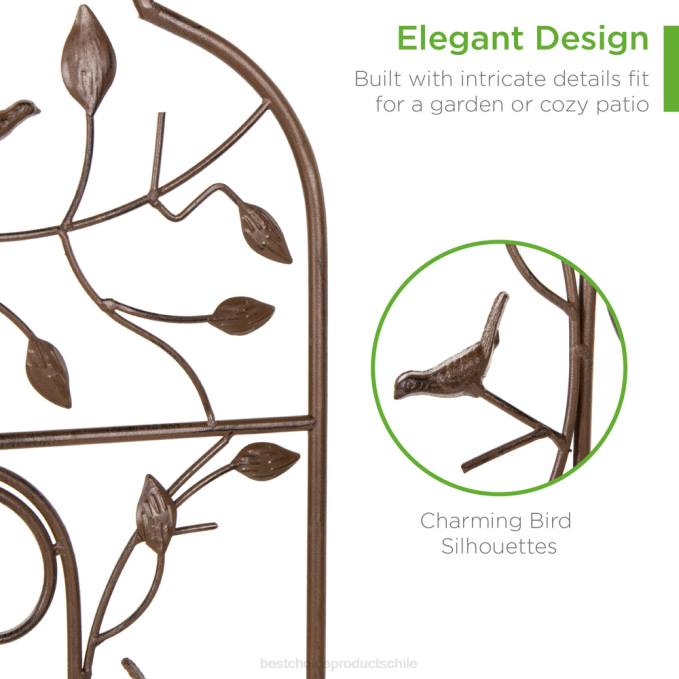 césped y jardín | Best Choice Products Panel de cerca de enrejado de jardín con arco de hierro con ramas, pájaros bronce08BN990