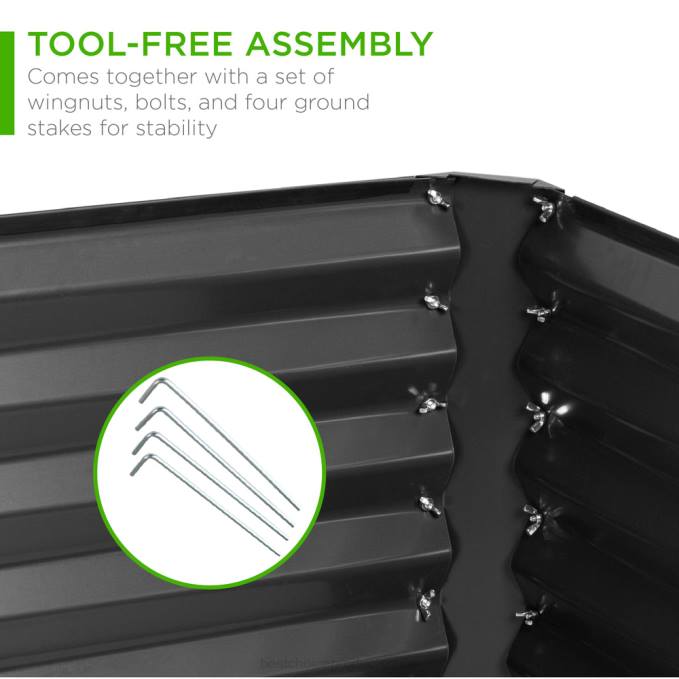 césped y jardín | Best Choice Products Cama de jardín elevada de metal para exteriores para verduras, flores y hierbas. gris08BN452