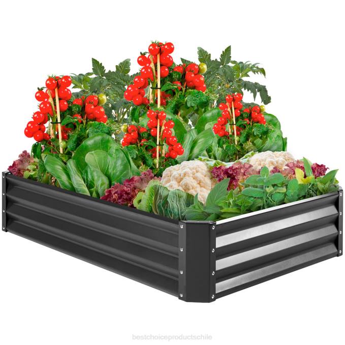 césped y jardín | Best Choice Products Cama de jardín elevada de metal para exteriores para verduras, flores y hierbas. gris oscuro08BN449