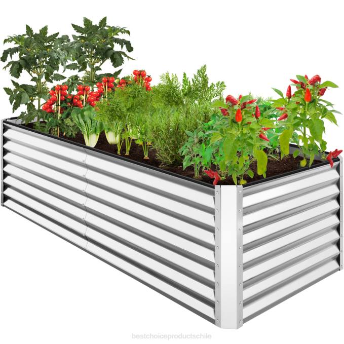 césped y jardín | Best Choice Products Cama de jardín elevada de metal para exteriores para verduras, flores y hierbas. plata08BN441