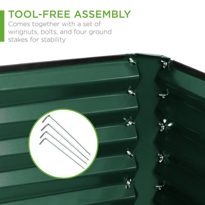 césped y jardín | Best Choice Products Cama de jardín elevada de metal para exteriores para verduras, flores y hierbas. verde oscuro08BN442
