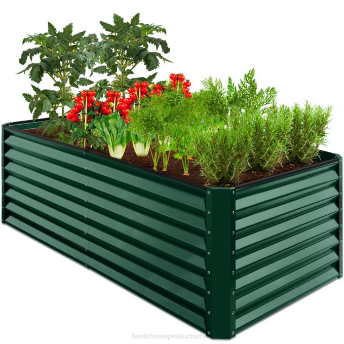césped y jardín | Best Choice Products Cama de jardín elevada de metal para exteriores para verduras, flores y hierbas. verde oscuro08BN463