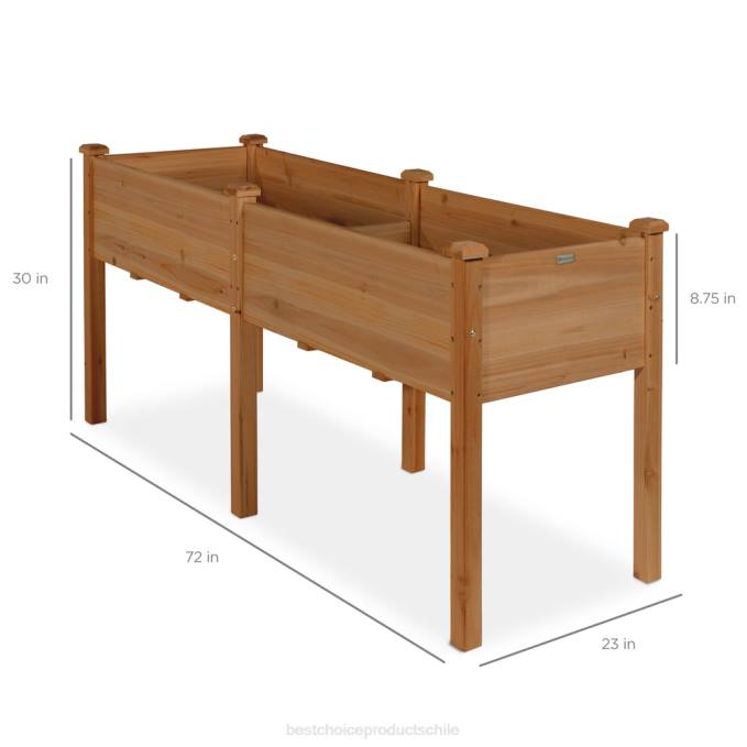 césped y jardín | Best Choice Products Cama de jardín elevada, soporte elevado para jardineras de madera bellota marrón08BN962