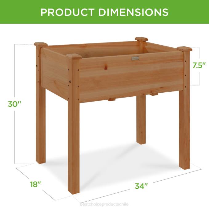 césped y jardín | Best Choice Products Cama de jardín elevada, soporte elevado para macetero de madera con revestimiento de cama bellota marrón08BN967
