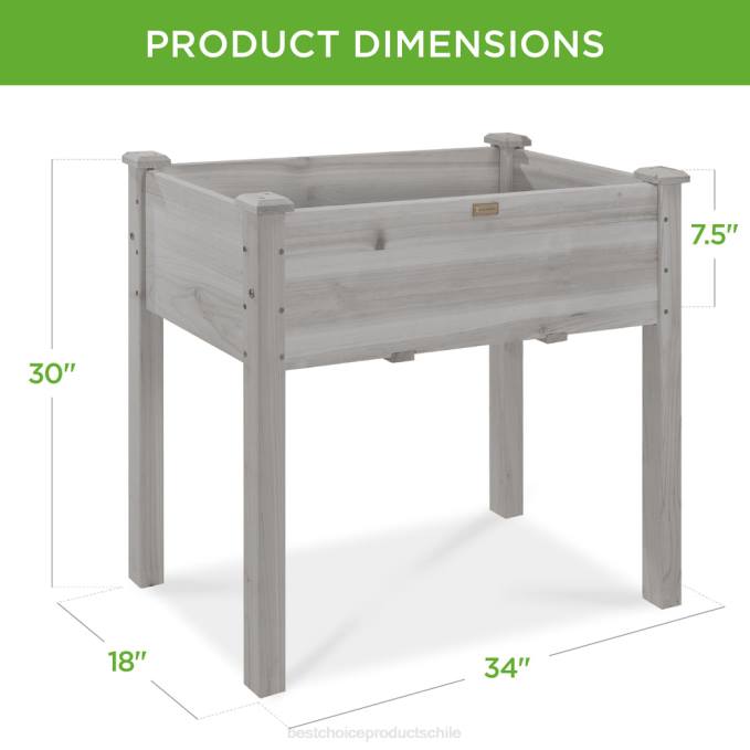 césped y jardín | Best Choice Products Cama de jardín elevada, soporte elevado para macetero de madera con revestimiento de cama gris08BN966