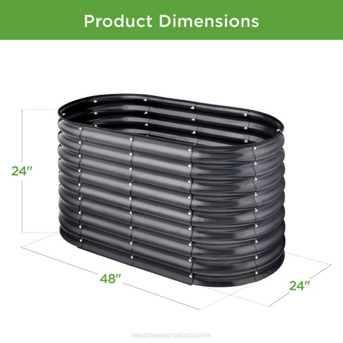 césped y jardín | Best Choice Products Cama de jardín ovalada de metal elevada para exteriores, macetero carbón08BN969
