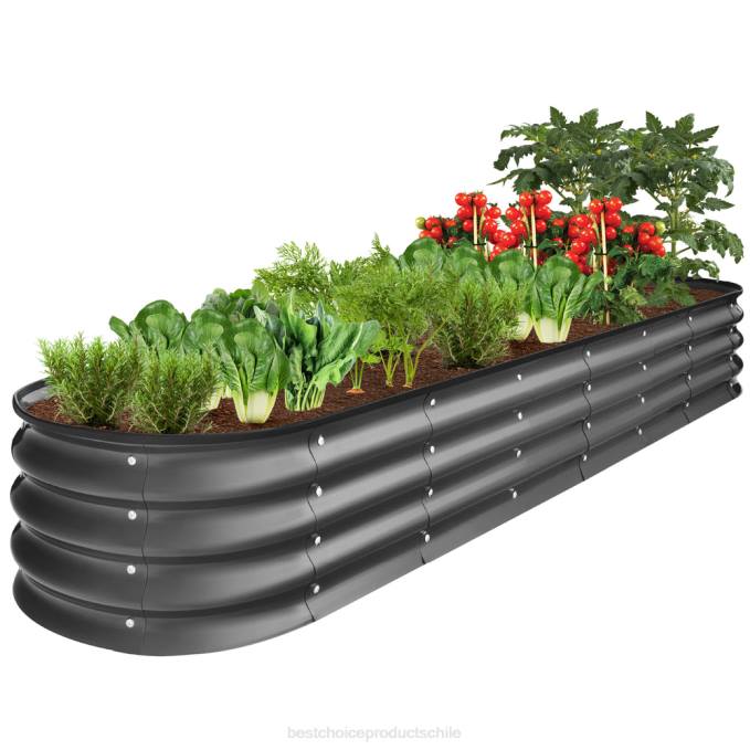 césped y jardín | Best Choice Products Cama de jardín ovalada elevada de metal para exteriores para verduras y flores carbón08BN466