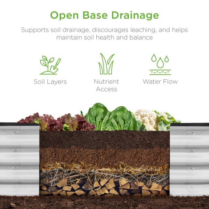 césped y jardín | Best Choice Products Cama de jardín ovalada elevada de metal para exteriores para verduras y flores plata08BN468