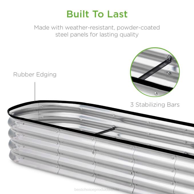 césped y jardín | Best Choice Products Cama de jardín ovalada elevada de metal para exteriores para verduras y flores plata08BN468