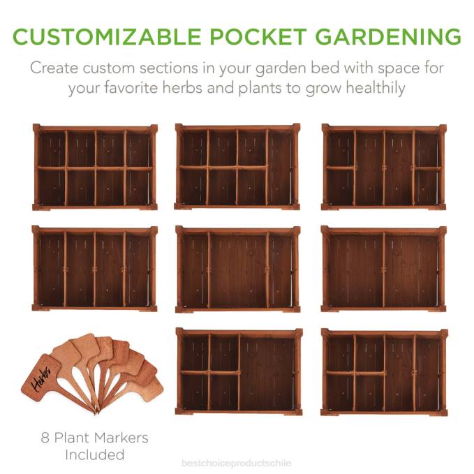 césped y jardín | Best Choice Products Cama elevada móvil para jardín de hierbas con bolsillo, ruedas bloqueables y estante de almacenamiento. bellota marrón08BN953