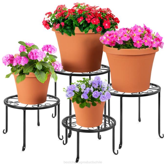 césped y jardín | Best Choice Products Juego de 4 soportes para plantas nido de metal para interiores y exteriores, soportes para macetas negro08BN986