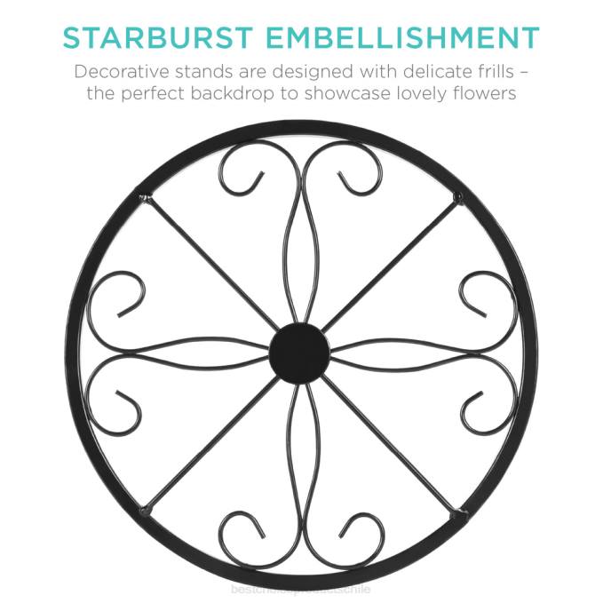 césped y jardín | Best Choice Products Juego de 4 soportes para plantas nido de metal para interiores y exteriores, soportes para macetas negro08BN986