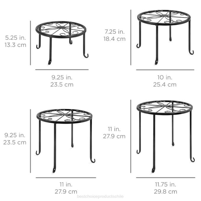 césped y jardín | Best Choice Products Juego de 4 soportes para plantas nido de metal para interiores y exteriores, soportes para macetas negro08BN986