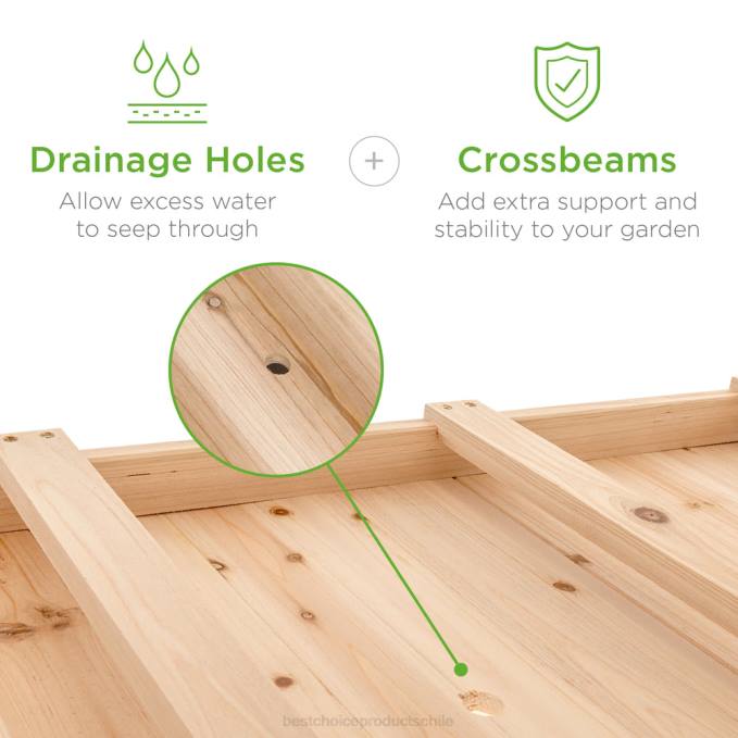 césped y jardín | Best Choice Products Macetero elevado móvil para jardín con ruedas y estante natural08BN473
