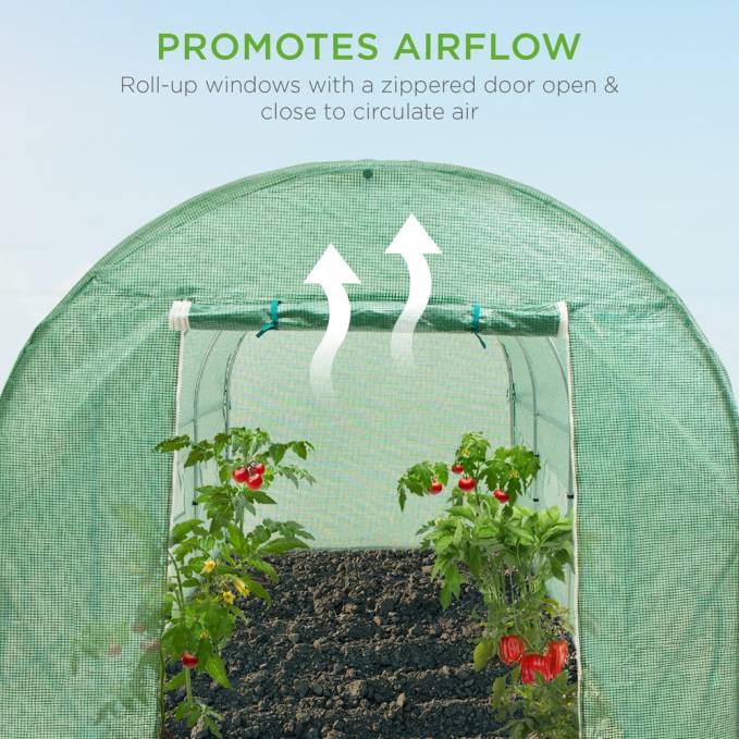 césped y jardín | Best Choice Products Tienda tipo túnel tipo invernadero con ventanas enrollables y puerta con cremallera verde08BN958