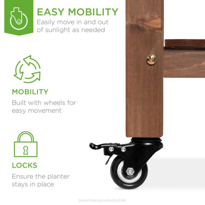 césped y jardín | Best Choice Products bancal de jardín elevado móvil preteñido soporte elevado para macetero de madera marrón08BN968