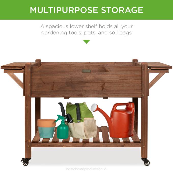 césped y jardín | Best Choice Products bancal de jardín elevado móvil preteñido soporte elevado para macetero de madera marrón08BN968