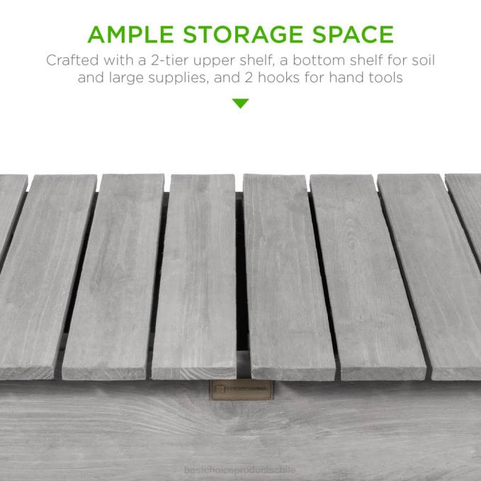 césped y jardín | Best Choice Products banco para macetas de jardín de madera con mesa deslizante, fregadero seco apto para alimentos, ruedas gris08BN957