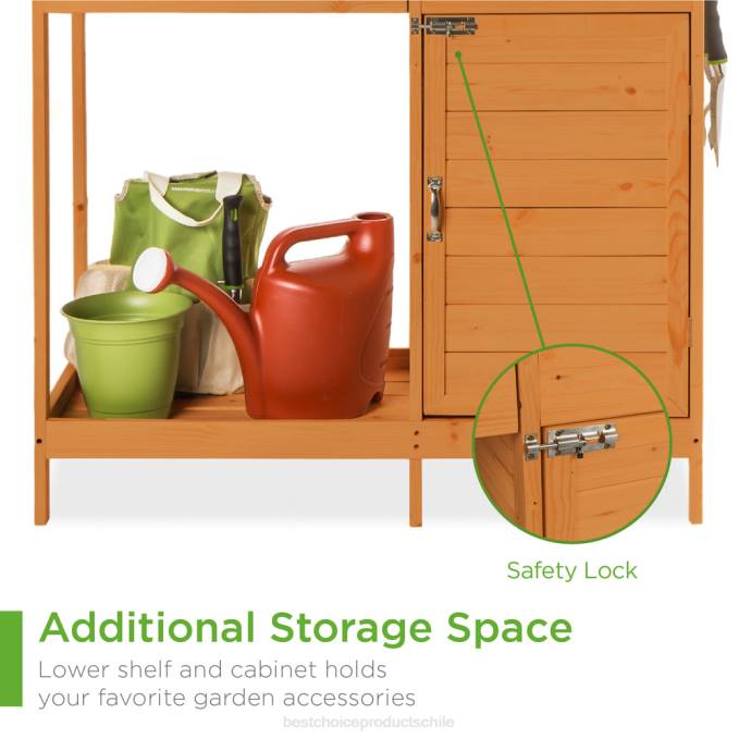 césped y jardín | Best Choice Products banco para macetas de madera para jardín con mesa de metal natural08BN998