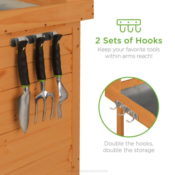 césped y jardín | Best Choice Products banco para macetas de madera para jardín con mesa de metal natural08BN998