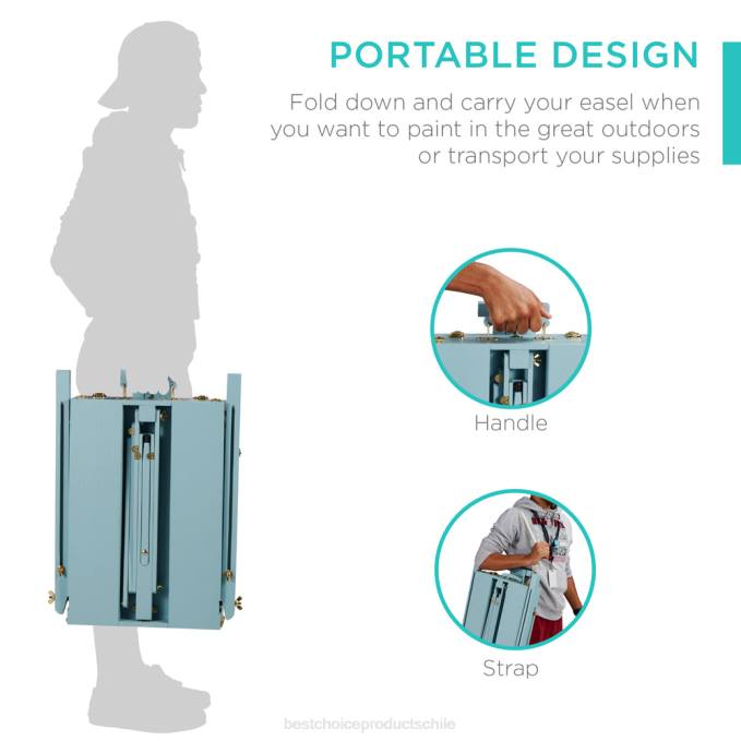 accesorio Best Choice Products Caballete francés de madera portátil con kit para principiantes de 32 piezas azul08BN1035