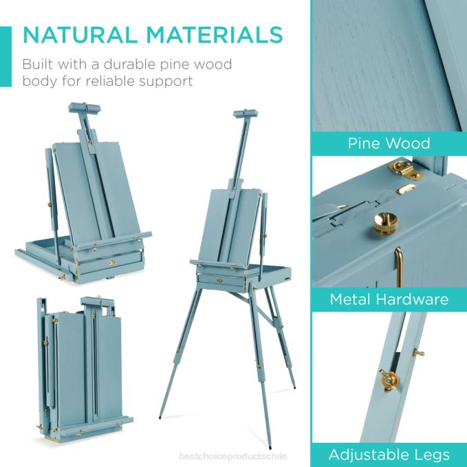 accesorio Best Choice Products Caballete francés de madera portátil con kit para principiantes de 32 piezas azul08BN1035