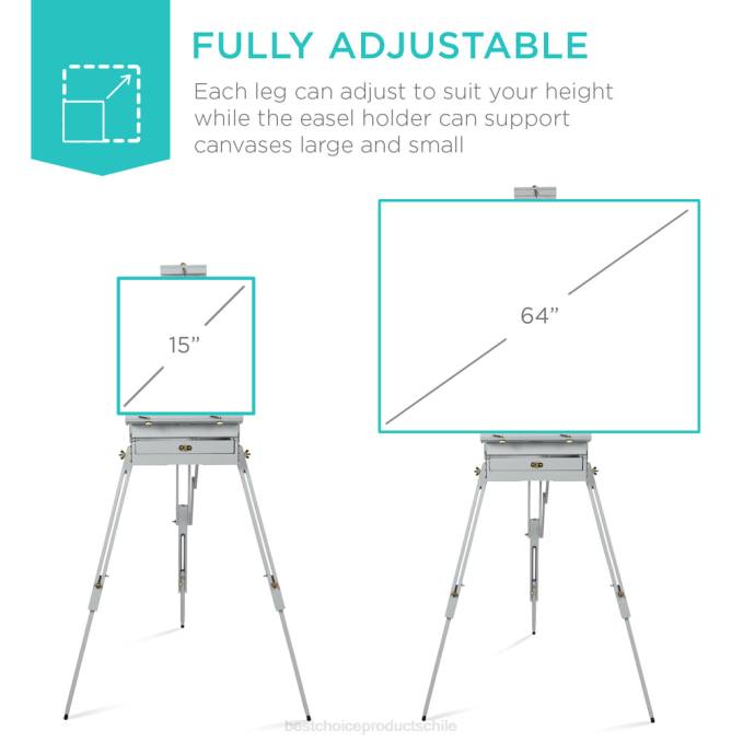 accesorio Best Choice Products Caballete francés de madera portátil con kit para principiantes de 32 piezas gris08BN1034