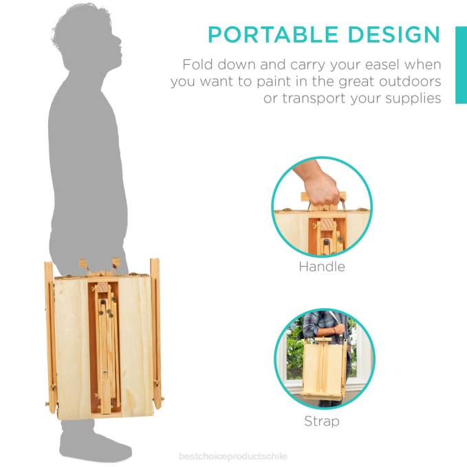 accesorio Best Choice Products Caballete francés de madera portátil con kit para principiantes de 32 piezas natural08BN1033