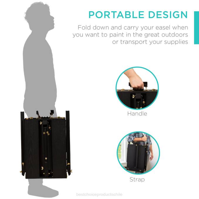 accesorio Best Choice Products Caballete francés de madera portátil con kit para principiantes de 32 piezas negro08BN1032