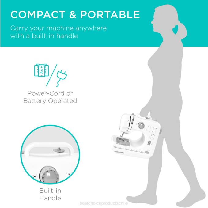 accesorio Best Choice Products Máquina de coser portátil con pedal de 6v y 12 patrones de puntada. gris08BN1091