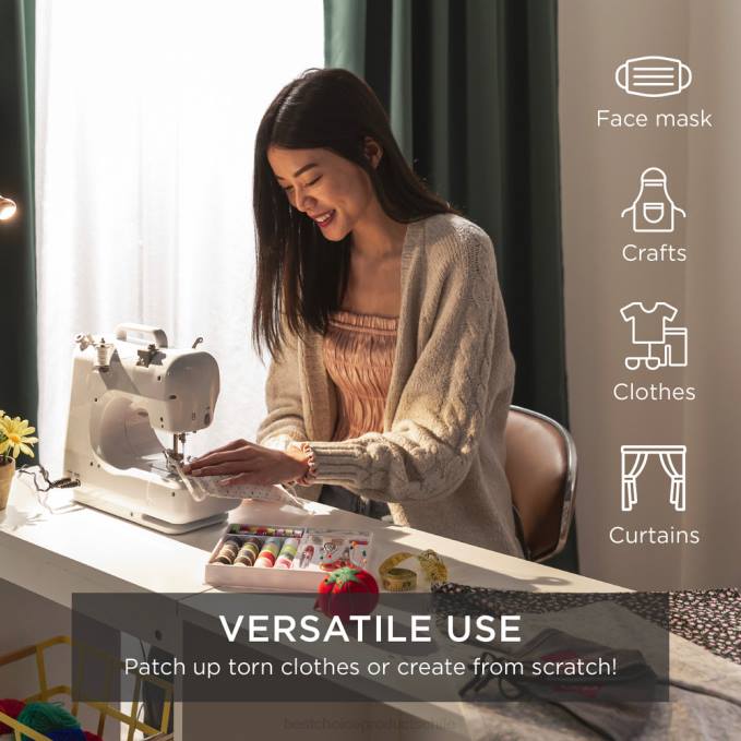 accesorio Best Choice Products Máquina de coser portátil con pedal de 6v y 12 patrones de puntada. gris08BN1091