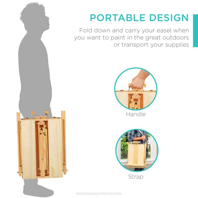 accesorio Best Choice Products caballete francés de madera portátil, caja de bocetos con cajón, paleta natural08BN1162