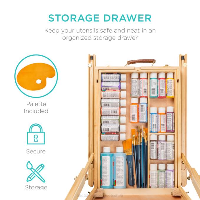 accesorio Best Choice Products caballete francés de madera portátil, caja de bocetos con cajón, paleta natural08BN1162