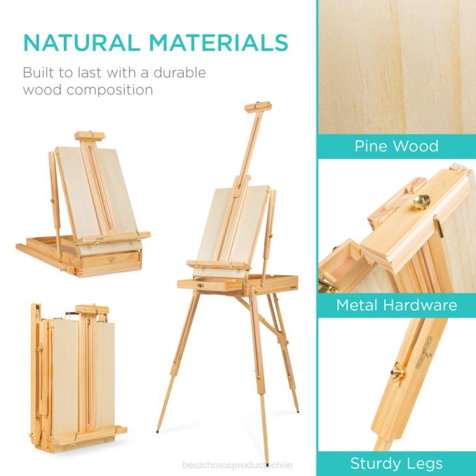 accesorio Best Choice Products caballete francés de madera portátil, caja de bocetos con cajón, paleta natural08BN1162