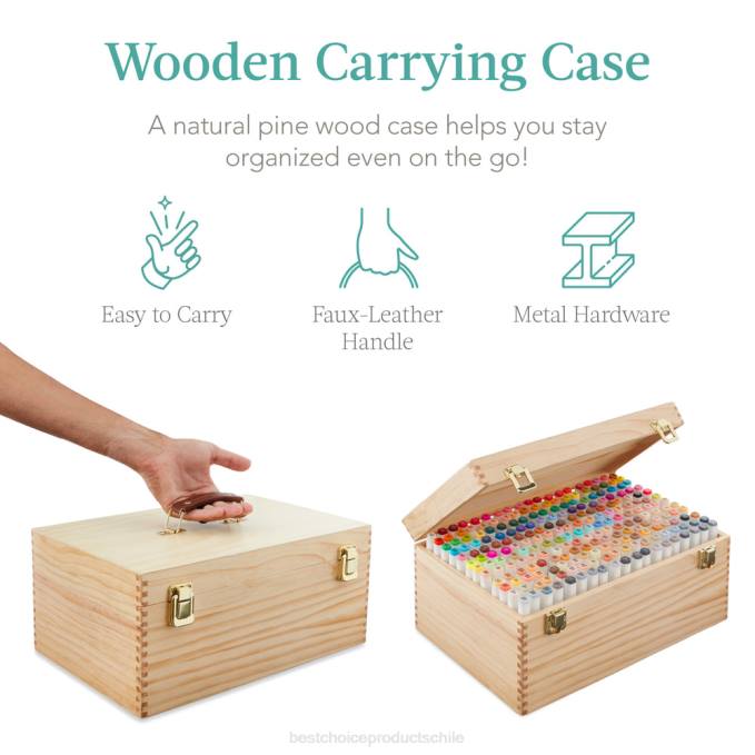 accesorio Best Choice Products kit de rotulador a base de alcohol con pincel y punta de cincel, estuche de transporte natural08BN1063