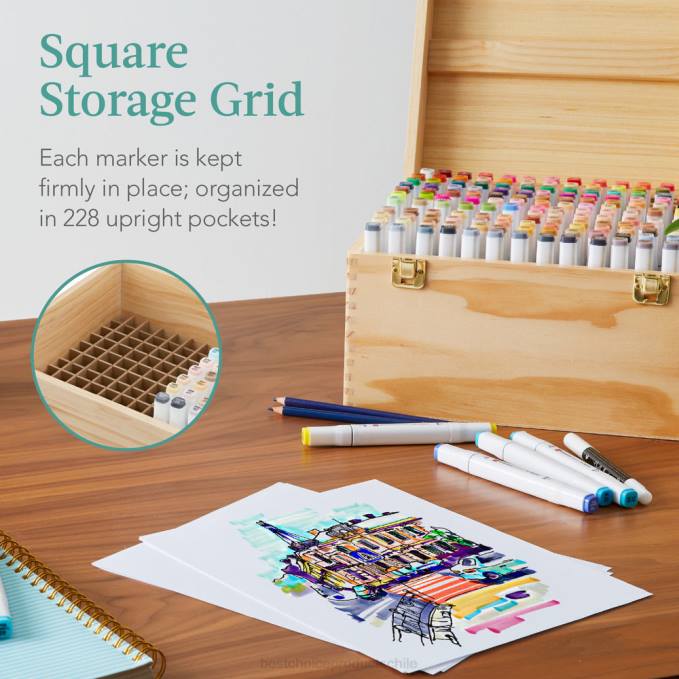 accesorio Best Choice Products kit de rotulador a base de alcohol con pincel y punta de cincel, estuche de transporte natural08BN1063