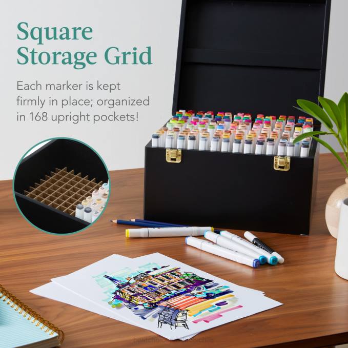 accesorio Best Choice Products kit de rotulador a base de alcohol con pincel y punta de cincel, estuche de transporte negro08BN1047