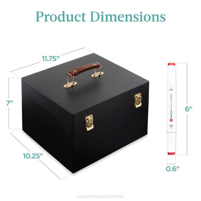 accesorio Best Choice Products kit de rotulador a base de alcohol con pincel y punta de cincel, estuche de transporte negro08BN1047