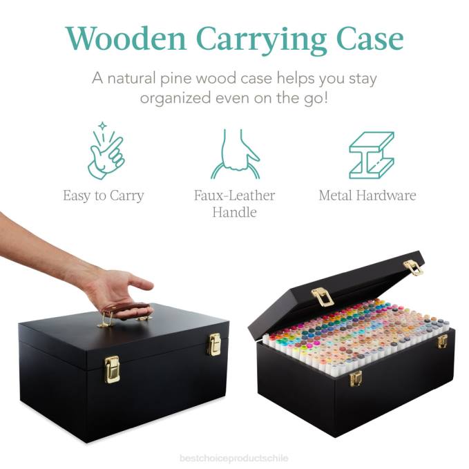 accesorio Best Choice Products kit de rotulador a base de alcohol con pincel y punta de cincel, estuche de transporte negro08BN1064