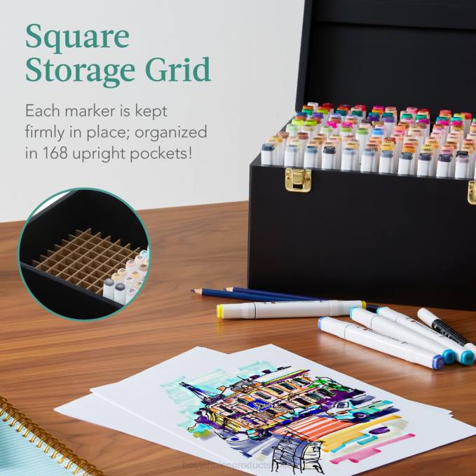 accesorio Best Choice Products kit de rotulador a base de alcohol con pincel y punta de cincel, estuche de transporte negro08BN1064