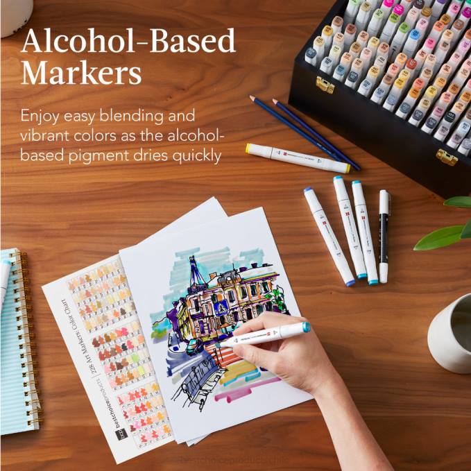 accesorio Best Choice Products kit de rotulador a base de alcohol con pincel y punta de cincel, estuche de transporte negro08BN1064