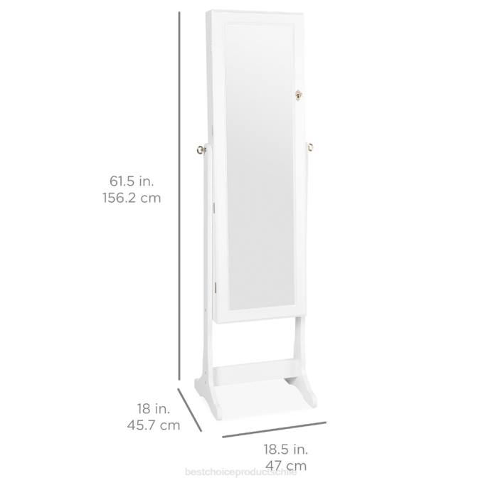 accesorio Best Choice Products Armario con espejo de joyería de pie de 6 niveles con luces LED blanco08BN712