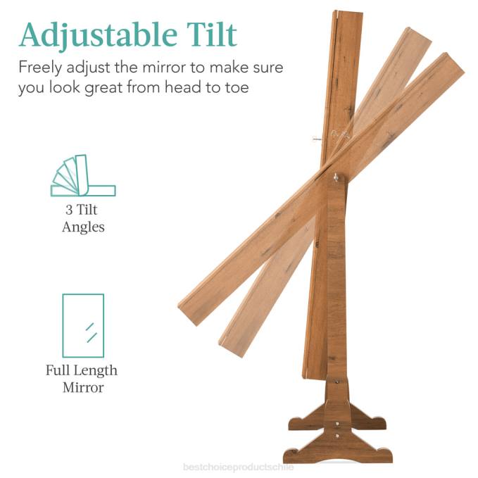 accesorio Best Choice Products Armario con espejo para joyería independiente de cuerpo entero con interior de terciopelo marrón rústico08BN1197